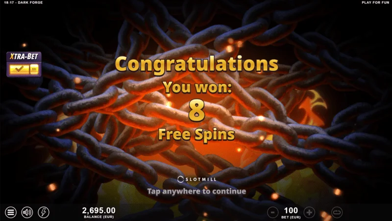 Dark Forge - Εκκίνηση Free Spins με τρία σύμβολα Scatter